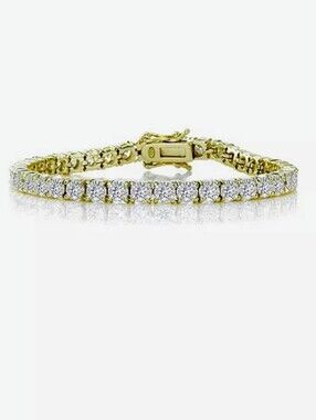 Rachel Glauber Yellow Gold Tennis Bracelet with Prem. CZ1